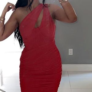 House of CB Midi Dress- Valentina Asymmetric Cutout One-Shoulder MIDI Dress